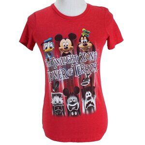 Walt Disney Parks Tower of Terror Tee Shirt Womens Size S Red The Twilight Zone